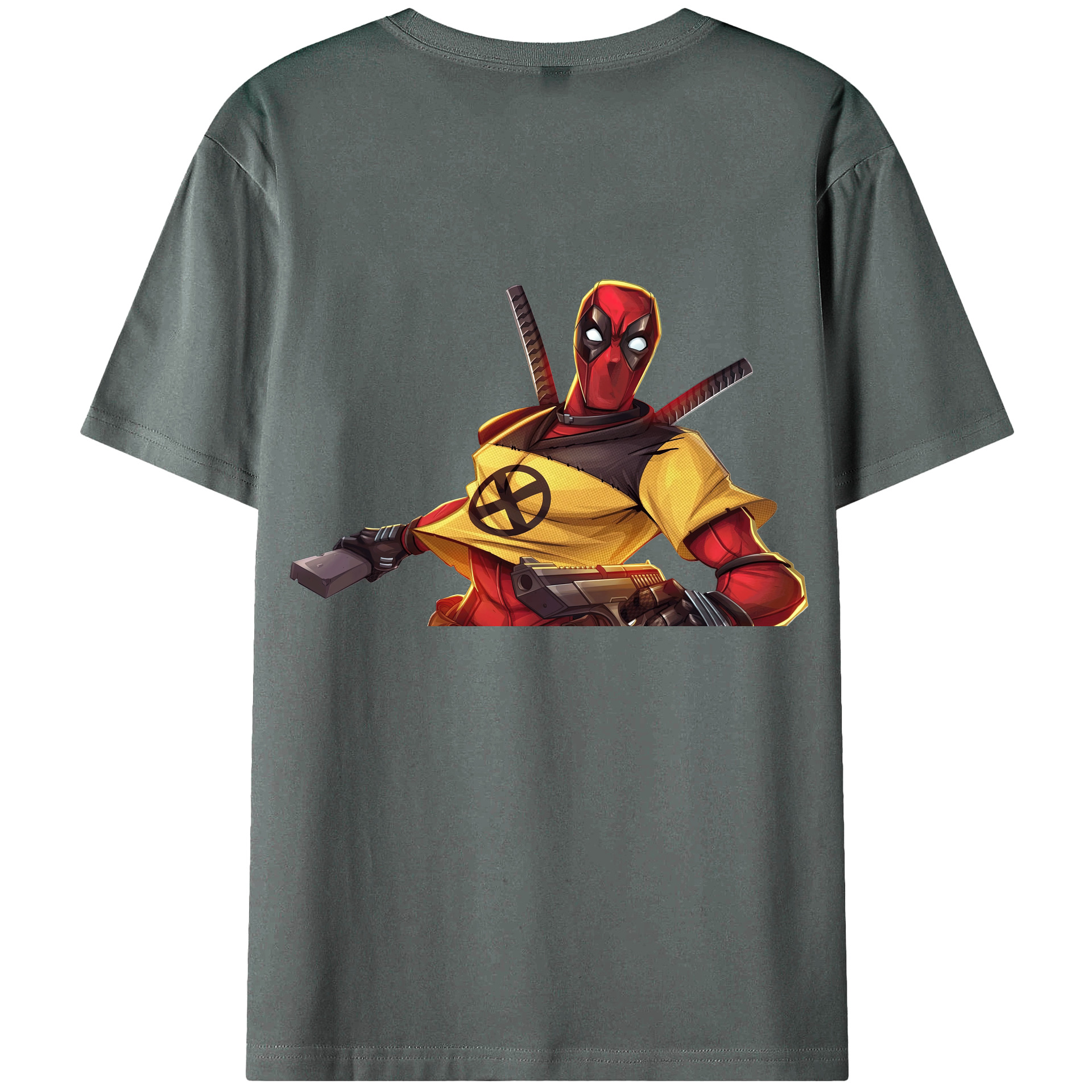 （画像用） Deadpool デッドプール 綿100％ メンズ半袖Tシャツ（バックプリント） 通気性